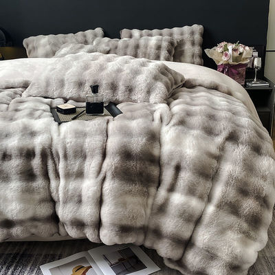 Luxury and Warm with Sustainable Milk Velvet Mink Rabbit Fur Bedding Set