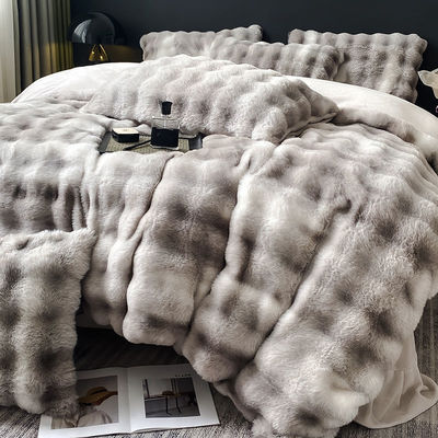 Luxury and Warm with Sustainable Milk Velvet Mink Rabbit Fur Bedding Set