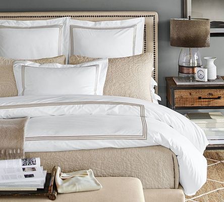 HotelHome 100% cotone ricamato copertura di copriletto biancheria da letto set 4 pezzi singolo doppio regina re