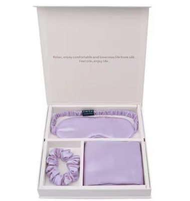 Silk Charmeuse Box Pillow Case e Satin Eyemask Set per dormire per tutte le stagioni