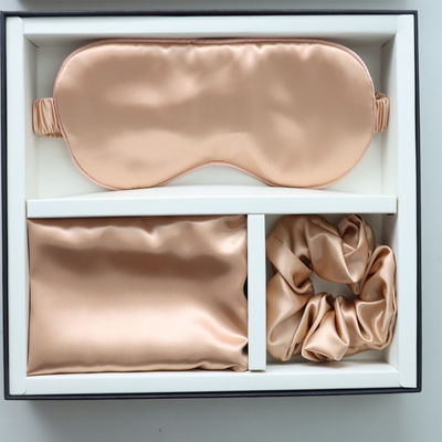 Luxury Sleep Black Silk Eye Mask Custom LOGO OEM/OEM 100% Silk Pillow Case Set Nero