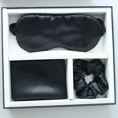 Luxury Sleep Black Silk Eye Mask Custom LOGO OEM/OEM 100% Silk Pillow Case Set Nero