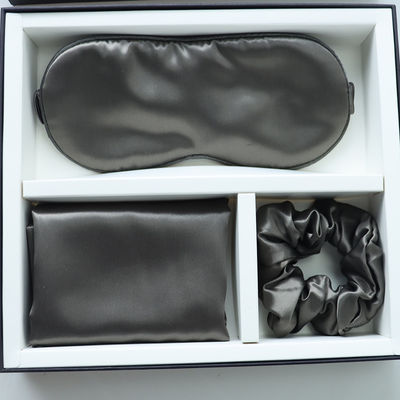 Luxury Sleep Black Silk Eye Mask Custom LOGO OEM/OEM 100% Silk Pillow Case Set Nero