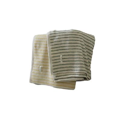 Aggiungi un tocco di stile al tuo bagno con questo set di asciugamani in cotone a strisce colorate