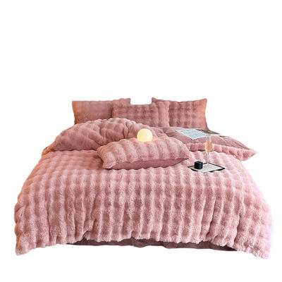Set di lenzuola da letto Coperta da letto Lenzuola da letto di lusso Solid colorato coniglio velluto