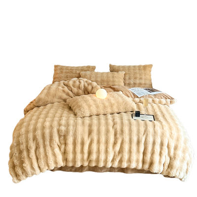 Set di lenzuola da letto Coperta da letto Lenzuola da letto di lusso Solid colorato coniglio velluto