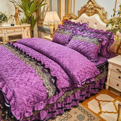4 pcs di coperture invernali per letti, gonna con ricamo in materiale 100% poliestere