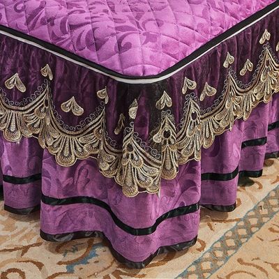 4 pcs di coperture invernali per letti, gonna con ricamo in materiale 100% poliestere