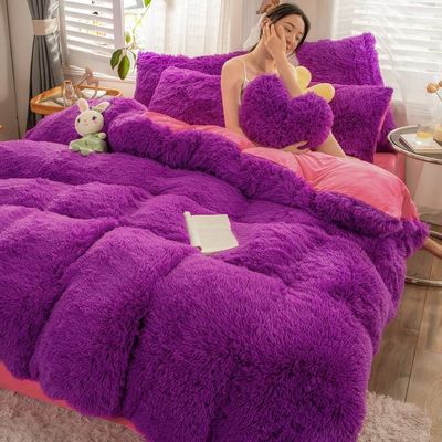 Set di biancheria da letto in velletto di tipo europeo e americano a colori solidi