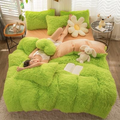 Set di biancheria da letto in velletto di tipo europeo e americano a colori solidi