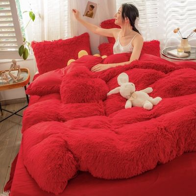 Set di biancheria da letto in velletto di tipo europeo e americano a colori solidi