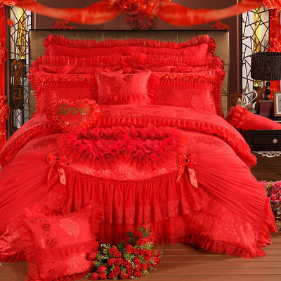 100% di cotone colore massello velluto pizzo copertura di letto copriletto abiti montati 4pcs set di biancheria da letto
