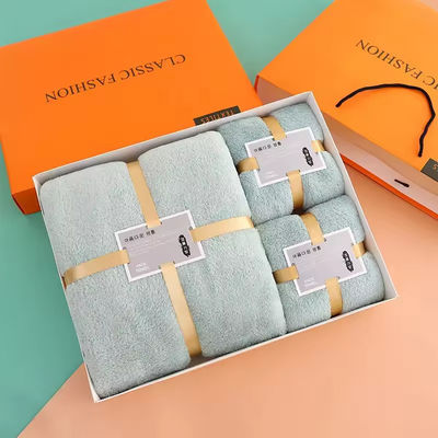 Soft and Absorbent Home Hotel Spa Bagno Set asciugamano regalo in fleece di corallo spessa microfibra