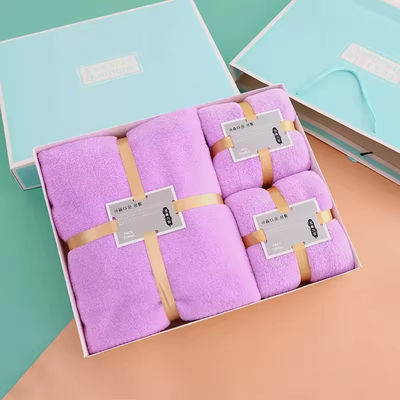 Soft and Absorbent Home Hotel Spa Bagno Set asciugamano regalo in fleece di corallo spessa microfibra