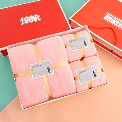 Soft and Absorbent Home Hotel Spa Bagno Set asciugamano regalo in fleece di corallo spessa microfibra