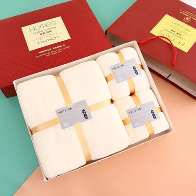 Soft and Absorbent Home Hotel Spa Bagno Set asciugamano regalo in fleece di corallo spessa microfibra