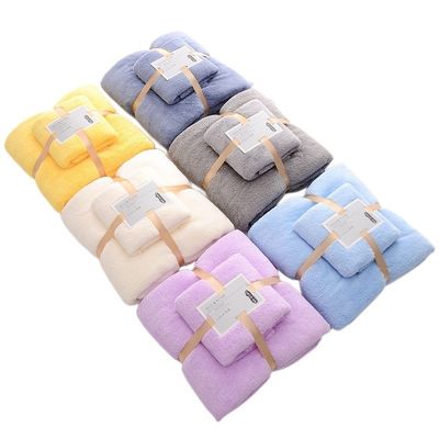 Home Densità ostello Corallo velluto Bagno asciugamano set morbido e assorbente con pizzo semplice