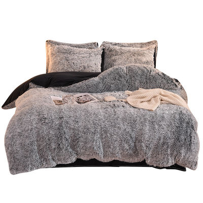 Home Hotel Nozze colore arcobaleno pelliccia finta velluto pelosa piumosa biancheria da letto morbida set 4 pezzi