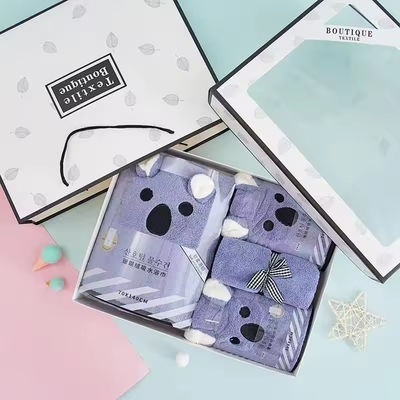 Home Set di asciugamani a colori solidi Logo personalizzato Asciugamani da bagno a 4 pezzi con tocco morbido