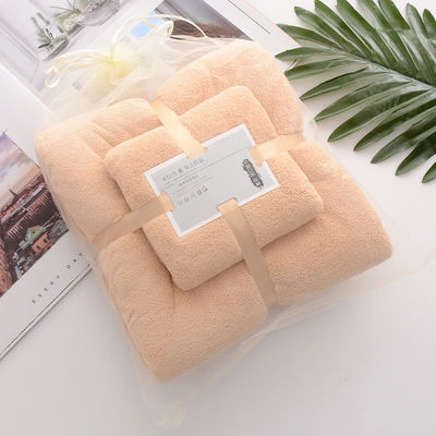 Home Densità ostello Corallo velluto Bagno asciugamano set morbido e assorbente con pizzo semplice