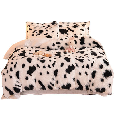 Home Hotel Nozze colore arcobaleno pelliccia finta velluto pelosa piumosa biancheria da letto morbida set 4 pezzi