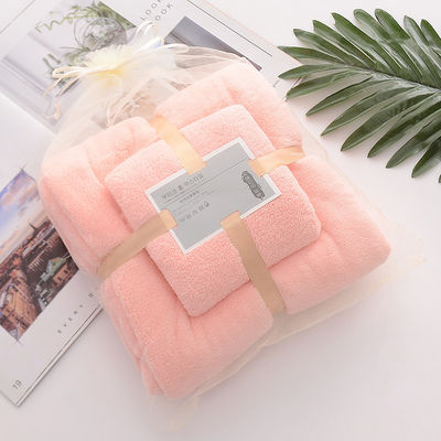Home Densità ostello Corallo velluto Bagno asciugamano set morbido e assorbente con pizzo semplice