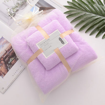 Home Densità ostello Corallo velluto Bagno asciugamano set morbido e assorbente con pizzo semplice