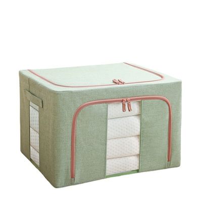 66L Large Capacity Folding Cotton Linen Household Quilt Clothing Folding Dustproof Cover Storage Box Organizer