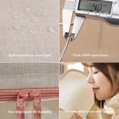 66L Large Capacity Folding Cotton Linen Household Quilt Clothing Folding Dustproof Cover Storage Box Organizer