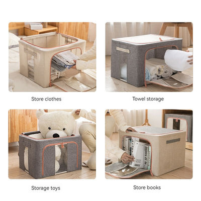 66L Large Capacity Folding Cotton Linen Household Quilt Clothing Folding Dustproof Cover Storage Box Organizer