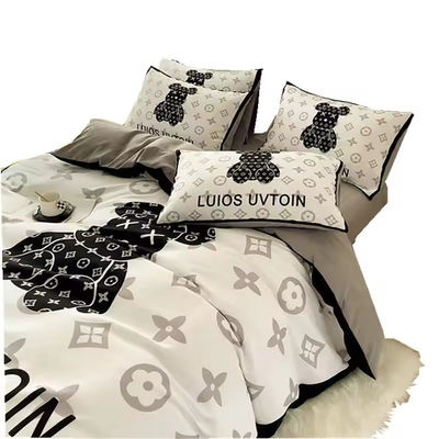 180GSM Cartone animato testa di orso bianco orso design set letto collezione attrezzata lenzuola copertura letto lenzuola cuscino