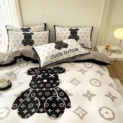180GSM Cartone animato testa di orso bianco orso design set letto collezione attrezzata lenzuola copertura letto lenzuola cuscino