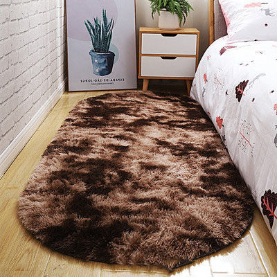 Tappeti da letto soffici e soffici resistenti alle macchie Tappeti da letto ovali e beige per spazi piccoli