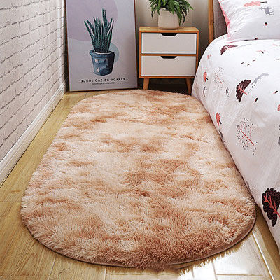 Tappeti da letto soffici e soffici resistenti alle macchie Tappeti da letto ovali e beige per spazi piccoli