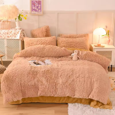 Set letto a colori arcobaleno pelliccia velluto pelosa pelliccia morbida lenzuola di lusso set di 4 pezzi