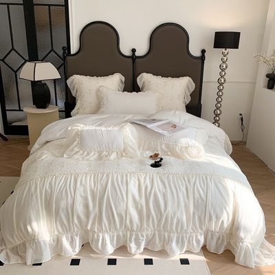 4PCS Set di biancheria da letto da coprifuoco pelosa con modello solido Set di lenzuola da letto di lusso
