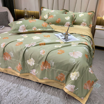 Set di biancheria da letto di seta lavata da principessa di lusso 4 pezzi riempiti con lenzuola morbida e traspirante