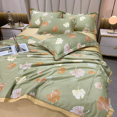 Set di biancheria da letto di seta lavata da principessa di lusso 4 pezzi riempiti con lenzuola morbida e traspirante