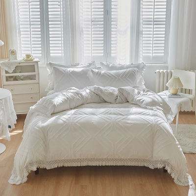 2024 Luxury Bohemian Princess Tassels Jacquard Duvet Cover Set con logo personalizzato