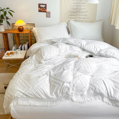 2024 Luxury Bohemian Princess Tassels Jacquard Duvet Cover Set con logo personalizzato