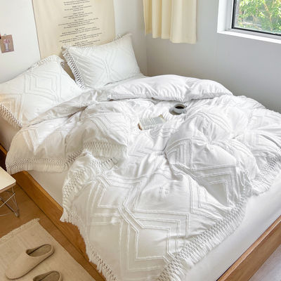 2024 Luxury Bohemian Princess Tassels Jacquard Duvet Cover Set con logo personalizzato