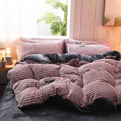 Set di biancheria da letto di flannel 4 pcs Lenzuola singola Set di tessuto Densità 133x72 Queen King Size