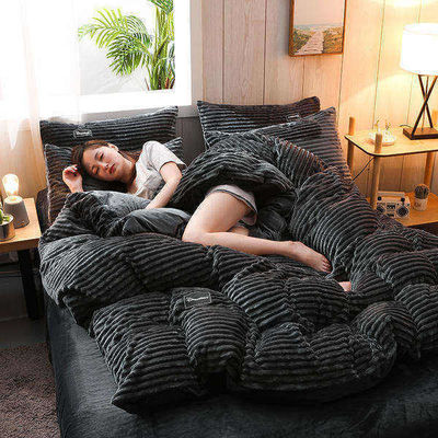 Set di biancheria da letto singola 4 pcs copertura di copriletto di flannel cuscino piatto di foglio custodia sostenibile Queen King Size