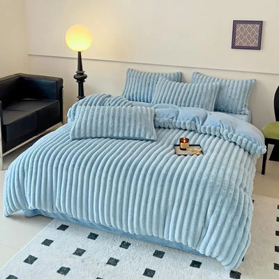 Polyester riempimento di coniglio caldo pelliccia finta pelliccia pelosa piumaggio caldo copertura copriletto set per 2.0m letto