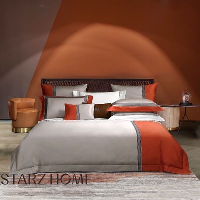 Set di biancheria da letto per hotel 100% cotone 4pcs lenzuola piatta e copertura di copriletto per letto full size