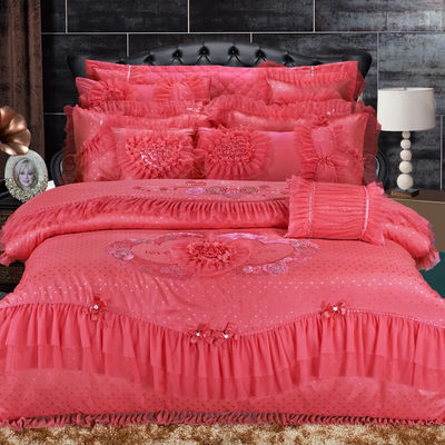 100% cotone ricamato 60S copertura di coperta sposa lenzuola set comodino biancheria da letto set matrimoni souvenir regalo