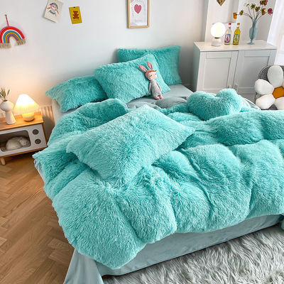 2024 Caldo Blu Luxury Shaggy Warm Mink Velvet Crystal Lettiera Set per Lettiera Invernale