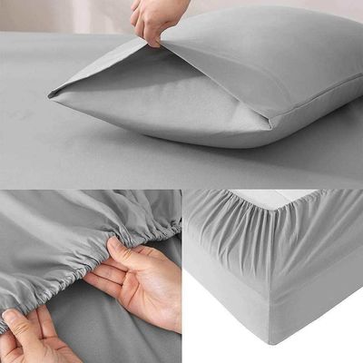 Set di biancheria da letto 100% in fibra di poliestere tessuto morbido Set di comodino di lusso Set di microfibra spazzolata