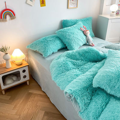 2024 Caldo Blu Luxury Shaggy Warm Mink Velvet Crystal Lettiera Set per Lettiera Invernale