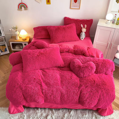 Colore Modello massello Tipo lussuoso Shaggy Mink caldo velluto cristallo Letto per inverno
